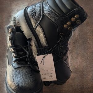 Black and Gray High-Top Boots